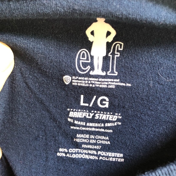 Buddy the Elf Smiling is My Favorite Navy Blue Christmas Holiday T Shirt - Picture 2 of 4